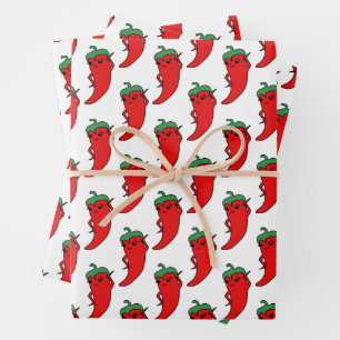 Kawaii Chili Pepper Diva Custom Wrapping Paper Sheet