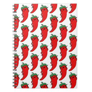 Kawaii Chili Pepper Drawing Pattern Notebook