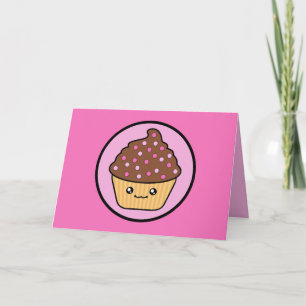 Kawaii Chocolate Cupcake Birthday Card