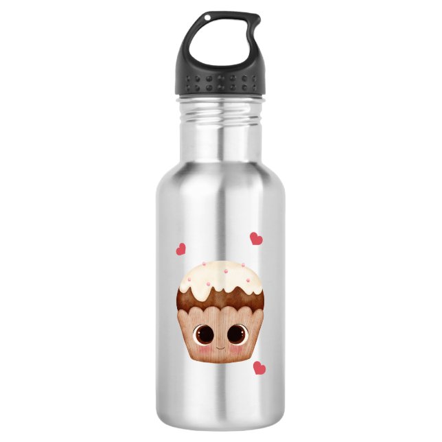 Kawaii Chocolate Cupcake Water Bottle (Front)