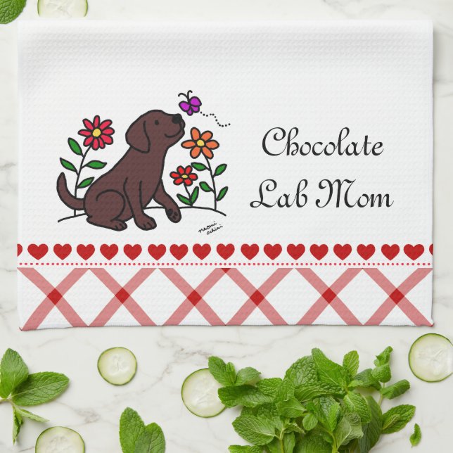 Kawaii Chocolate Labrador Cartoon Kitchen Towel (Folded)