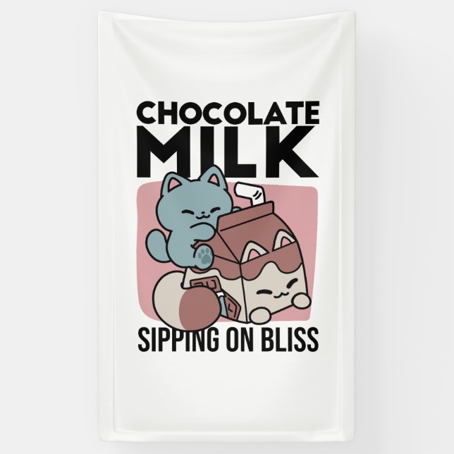 Kawaii Chocolate Milk Cat – Cozy Drink & Cuteness  Banner (Vertical)