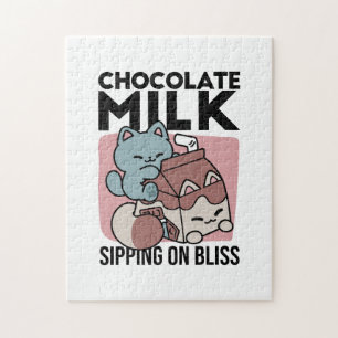 Kawaii Chocolate Milk Cat – Cozy Drink & Cuteness Jigsaw Puzzle