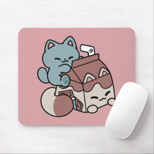Kawaii Chocolate Milk Cat – Cozy Drink & Cuteness  Mouse Pad