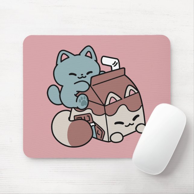 Kawaii Chocolate Milk Cat – Cozy Drink & Cuteness  Mouse Pad (With Mouse)