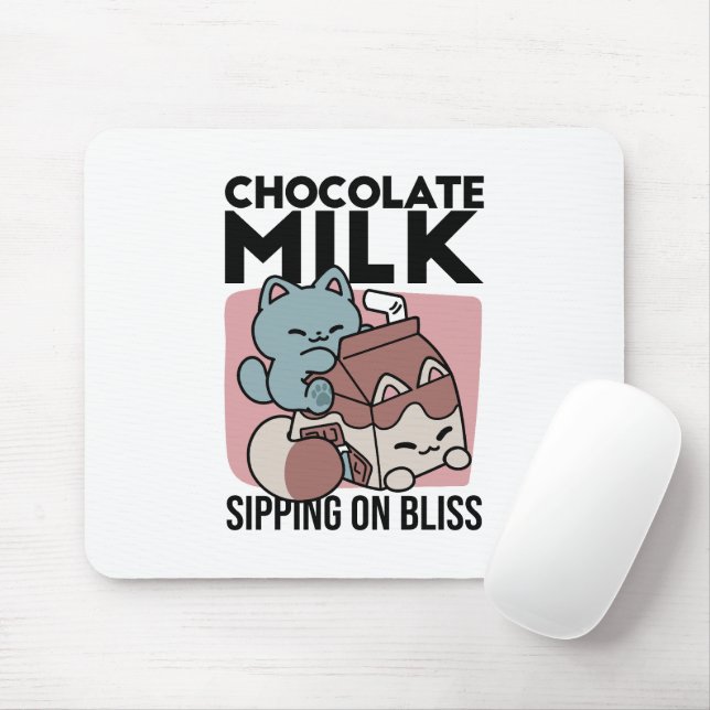Kawaii Chocolate Milk Cat – Cozy Drink & Cuteness  Mouse Pad (With Mouse)