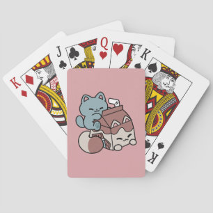 Kawaii Chocolate Milk Cat – Cozy Drink & Cuteness  Playing Cards