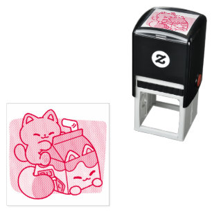 Kawaii Chocolate Milk Cat – Cozy Drink & Cuteness  Self-inking Stamp