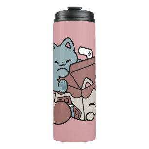 Kawaii Chocolate Milk Cat – Cozy Drink & Cuteness Thermal Tumbler