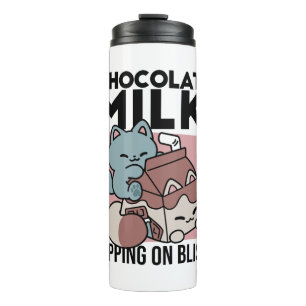 Kawaii Chocolate Milk Cat – Cozy Drink & Cuteness Thermal Tumbler