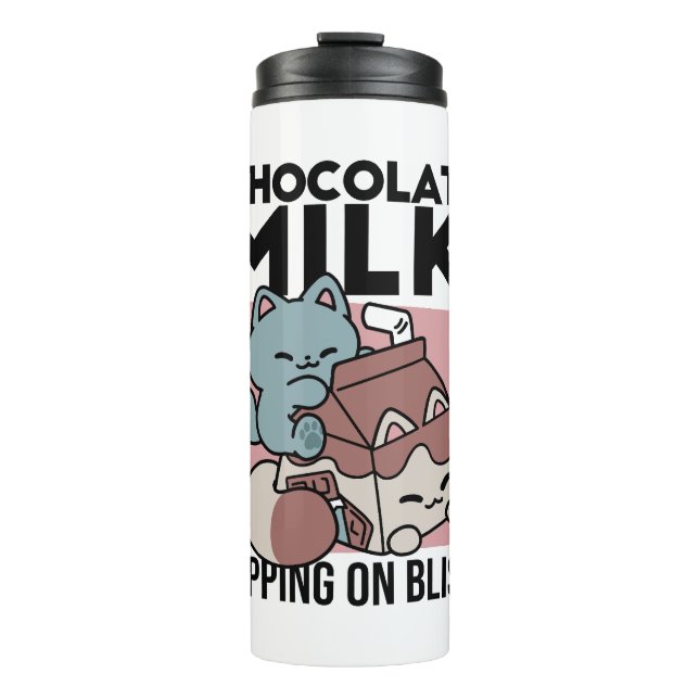 Kawaii Chocolate Milk Cat – Cozy Drink & Cuteness  Thermal Tumbler (Front)