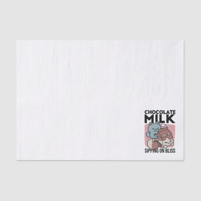 Kawaii Chocolate Milk Cat – Cozy Drink & Cuteness  Tissue Paper (Front)