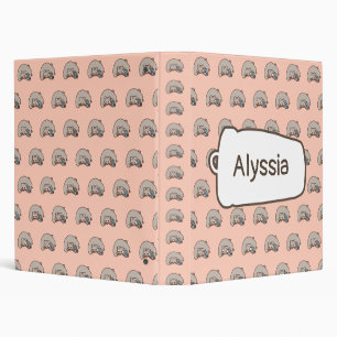 Kawaii Chonky Raccoon Pattern with Your Name Binder