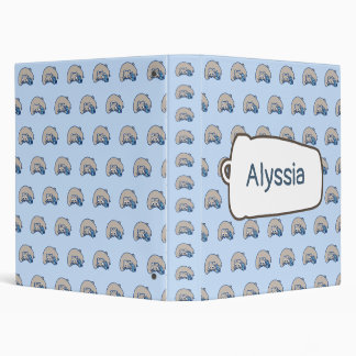 Kawaii Chonky Raccoon Pattern with Your Name Binder