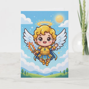 Kawaii Christian Archangel Card Cute Faith Greet