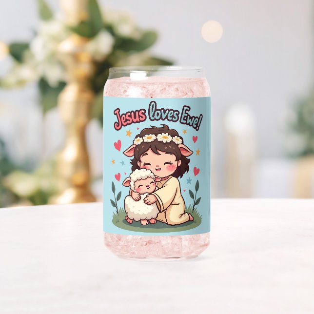 Kawaii Christian "Jesus aime Ewe" Pastel Design (Insitu (Mariage))