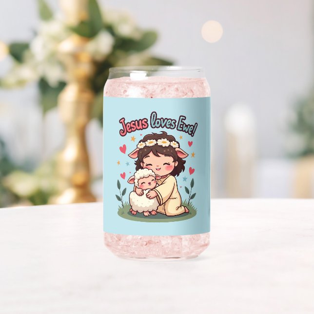 Kawaii Christian "Jesus aime Ewe" Pastel Design (Insitu (Mariage))
