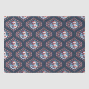 Kawaii Christmas Fox Dot Mandala Ogee Damask Tissue Paper