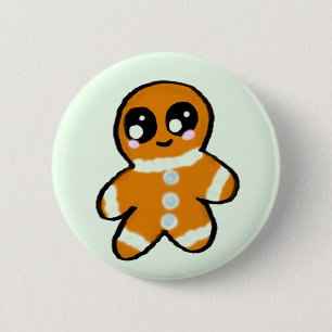 Kawaii Christmas Gingerbread Man 2 Inch Round Button