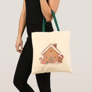 Kawaii Christmas House Tote Bags
