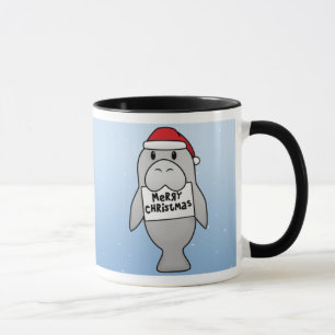 Kawaii Christmas Manatee Mug