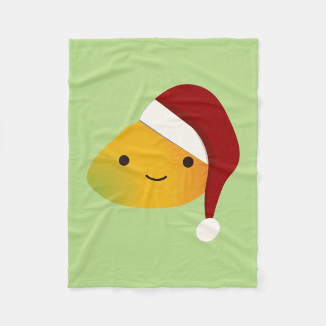 Kawaii Christmas Mango Fleece Blanket (Front)