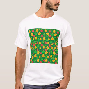 Kawaii Christmas Star Faces Pattern T-Shirt