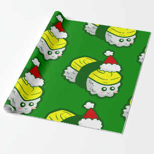 kawaii christmas tamago sushi santa wrapping paper