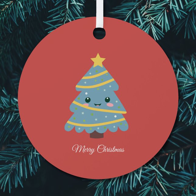 Kawaii Christmas Tree Metal Ornament (Kawaii Christmas Tree Metal Ornament)