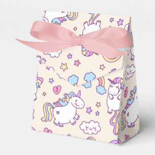 Kawaii chubby flying unicorns pastel pattern favor box