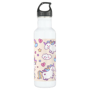 Kawaii chubby flying unicorns rainbow pattern 710 ml water bottle