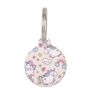 Kawaii chubby flying unicorns rainbow pattern pet tag