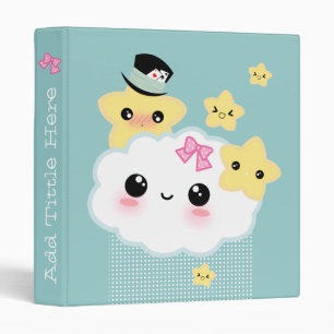 Kawaii cloud and cute stars binder