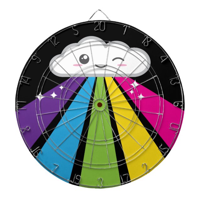 Kawaii Cloud and Rainbow Dart Board (Front)