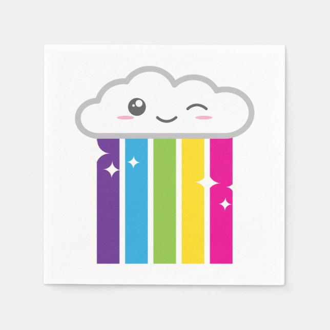 Kawaii Cloud and Rainbow Napkins (Front)