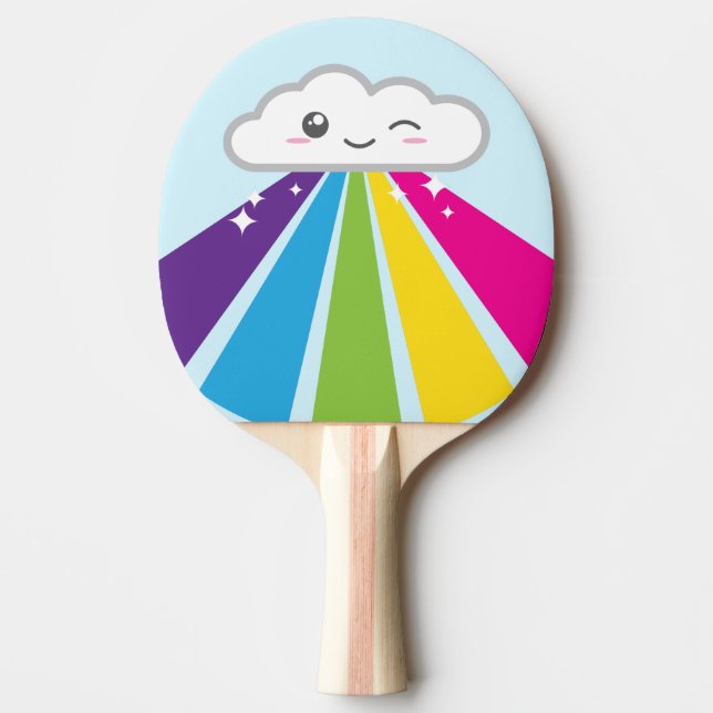 Kawaii Cloud and Rainbow Ping Pong Paddle (Front)
