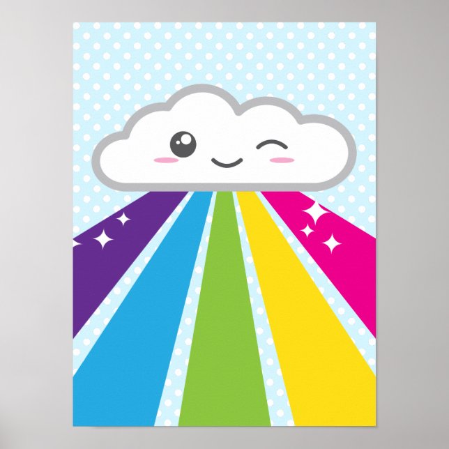 Kawaii Cloud and Rainbow Poster Print (Front)