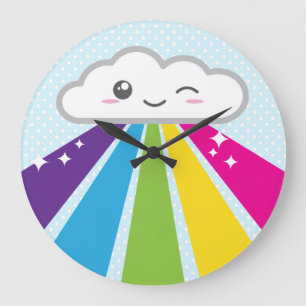 Kawaii Cloud and Rainbow Wall Clock