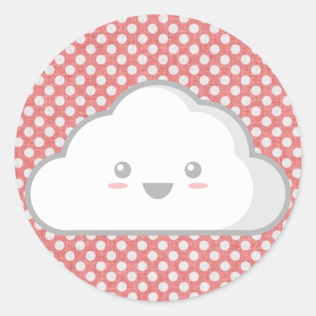 Kawaii Cloud Classic Round Sticker (Front)