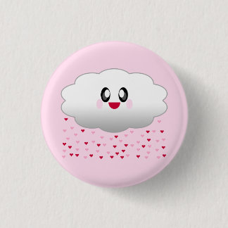 KAWAII CLOUD RAINING HEARTS LOVE 1 INCH ROUND BUTTON