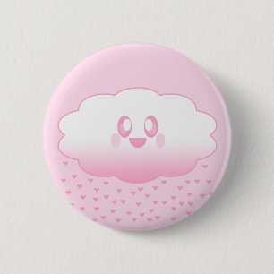 KAWAII CLOUD RAINING HEARTS LOVE SWEET 2 INCH ROUND BUTTON
