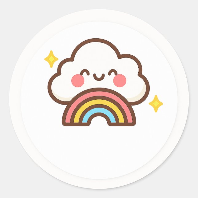 Kawaii Cloud With Rainbow Sticker (Front)