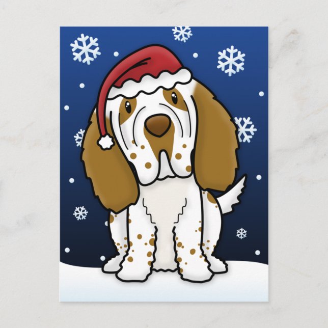 Kawaii Clumber Spaniel Christmas Postcard (Front)