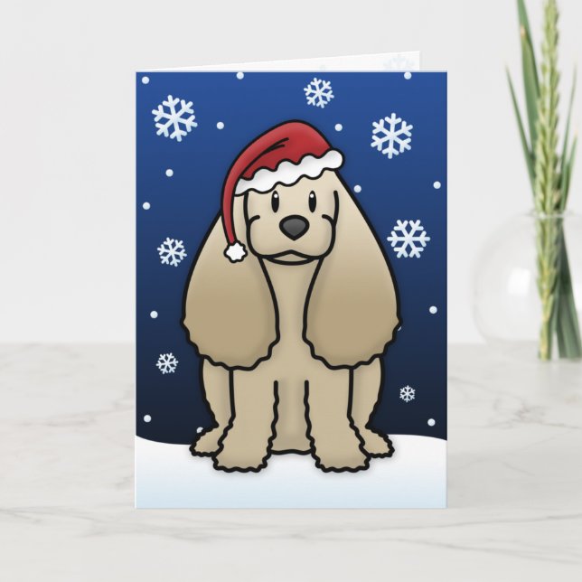 Kawaii Cocker Spaniel Christmas Card (Front)