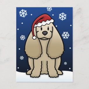 Kawaii Cocker Spaniel Christmas Postcard