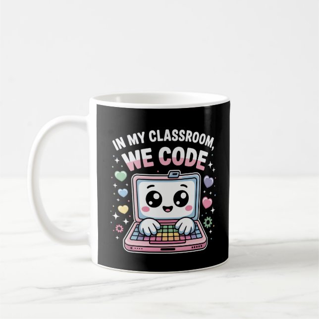 Kawaii Coding Laptop – Cute Computer Science  Coffee Mug (Left)
