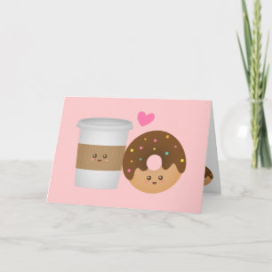 Kawaii Coffee and Doughnut in love, Perfect Pair Card
