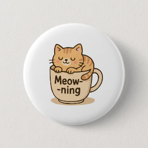 Kawaii Coffee Cat 2 Inch Round Button