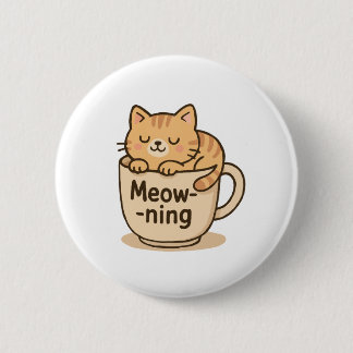 Kawaii Coffee Cat 2 Inch Round Button