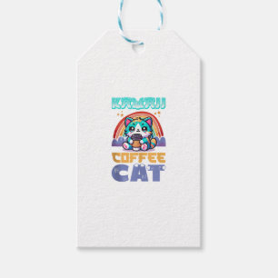 Kawaii Coffee Cat Adorable Anime Style Gift Tags